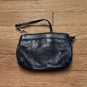 Coach Black Textured Leather Wristlet